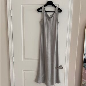 MaxMara Silver-Gray Satin Maxi Dress